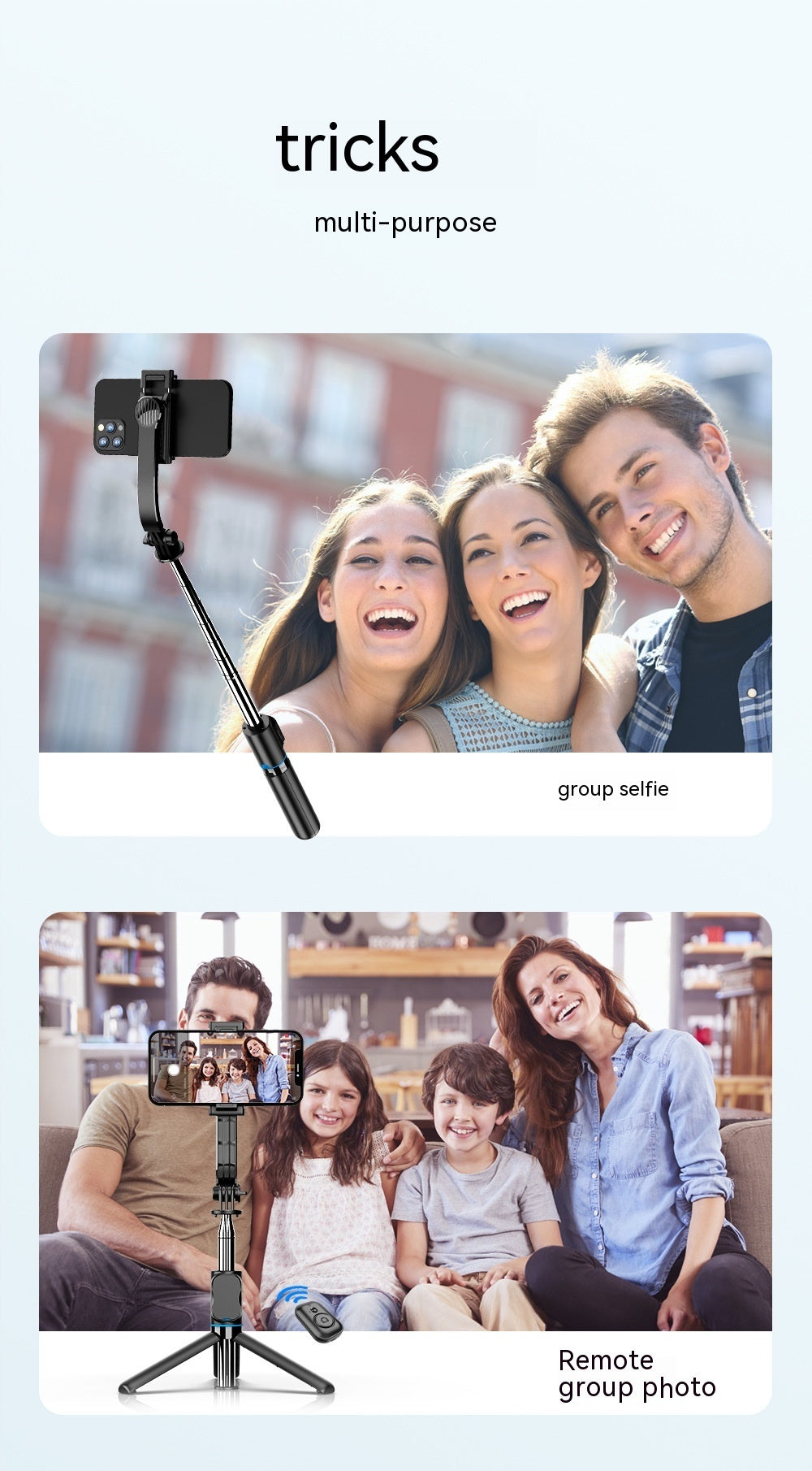 Detachable Desktop Stand Bluetooth Selfie Stick